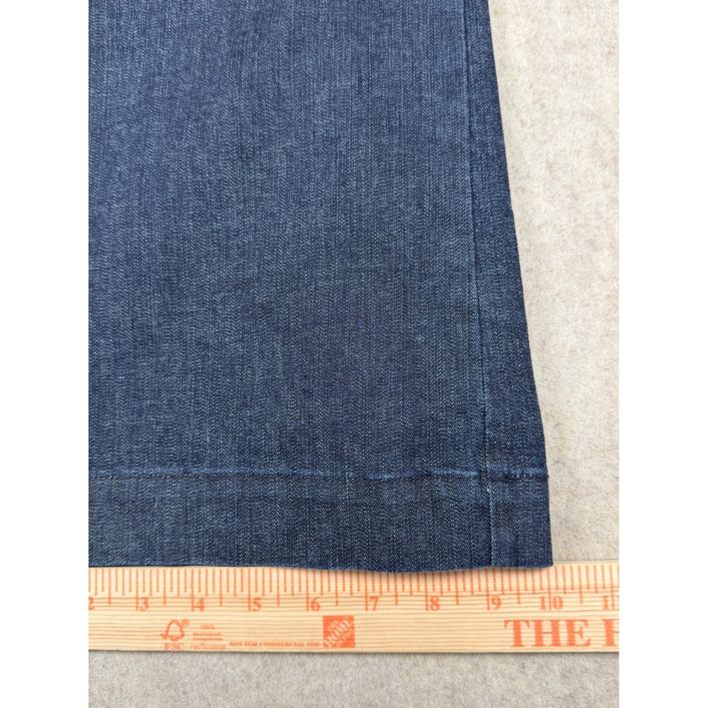L.L.Bean Trousers Womens 12 Tall Blue Denim Straight Leg Stretch Wide Leg - Picture 9 of 10